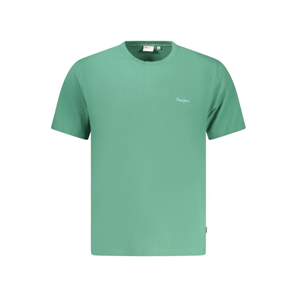 T-Shirt by Pepe Jeans for men in cotton green showcases a chic silhouette, artfully detailed with a chic crew neckline and for a chic finish.