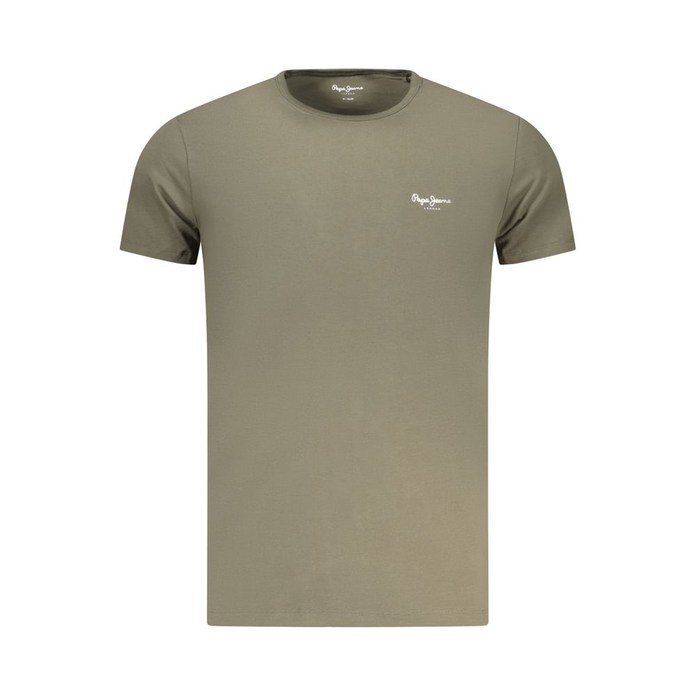 T-Shirt by Pepe Jeans for men in cotton green & print features a plush silhouette, showcasing a sophisticated crew neckline and for a truly plush finish.