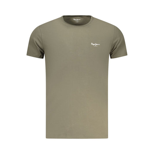 T-Shirt by Pepe Jeans for men in cotton green & print features a plush silhouette, showcasing a sophisticated crew neckline and for a truly plush finish.