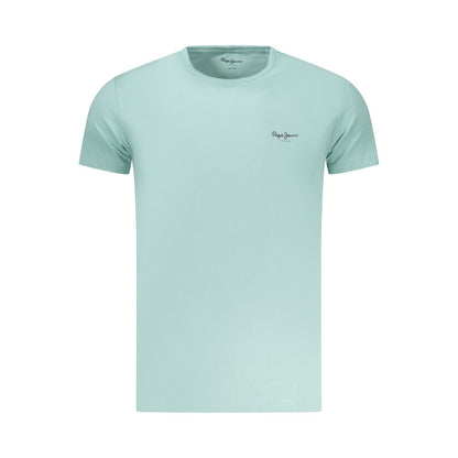 T-Shirt by Pepe Jeans for men in cotton blue & print features an edgy silhouette, meticulously detailed with a sophisticated and crew neckline for a truly edgy finish.