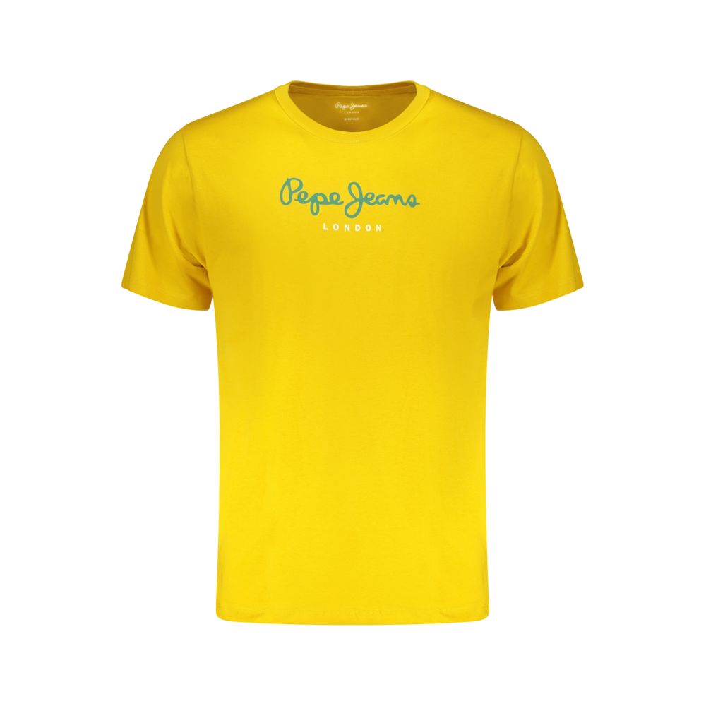 T-Shirt by Pepe Jeans for men in cotton yellow & print features an on trend silhouette, perfectly showcasing a on trend and crew neckline for an elevated aesthetic.