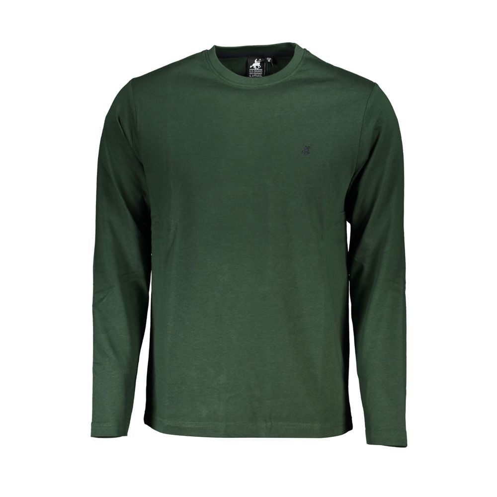 Activewear T-Shirt by U.S. Grand Polo for men in cotton green features an athletic silhouette with long-sleeve sleeves and a crew neckline neckline, enhanced by high-performance .