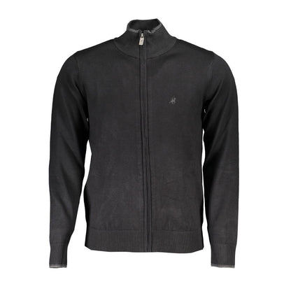 Cardigan by U.S. Grand Polo for men in nylon & viscose black features a dramatic silhouette, showcasing a sophisticated wrap neckline and dramatic detail for a timeless, premium look.