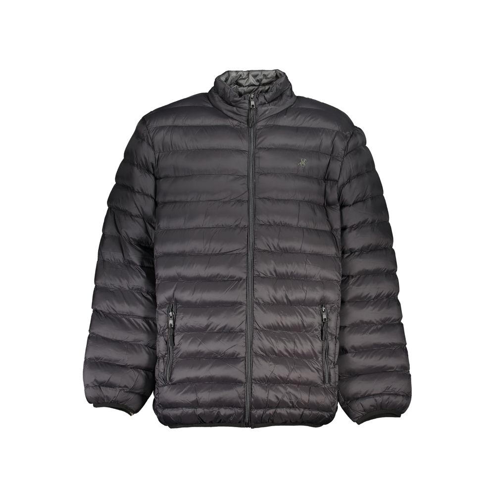 Windbreaker Jacket by U.S. Grand Polo for men in polyester black features an magnificent silhouette, showcasing the sophisticated and functional pockets & windproof for a premium, magnificent look.