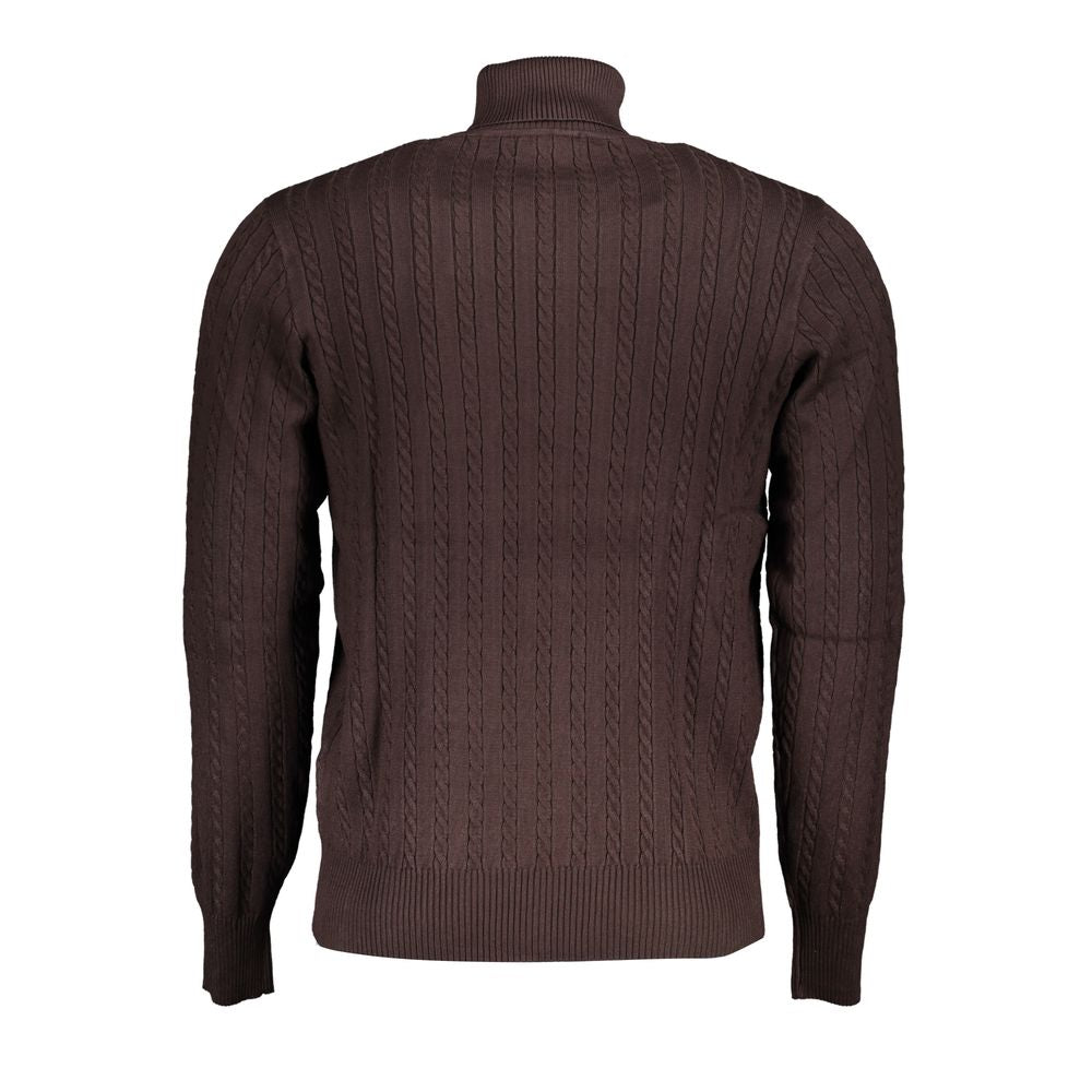 Sweater by U.S. Grand Polo for men in nylon & viscose brown showcases a discreet silhouette, finished with a discreet and for a discreet look.