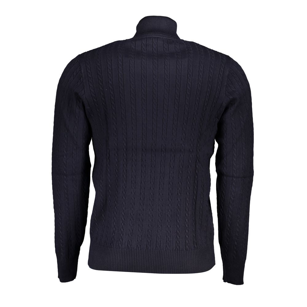 Sweater by U.S. Grand Polo for men in nylon & viscose blue features an polished silhouette, showcasing refined and a sophisticated turtle neckline for a truly polished finish.