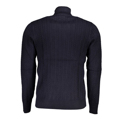 Sweater by U.S. Grand Polo for men in nylon & viscose blue features an polished silhouette, showcasing refined and a sophisticated turtle neckline for a truly polished finish.