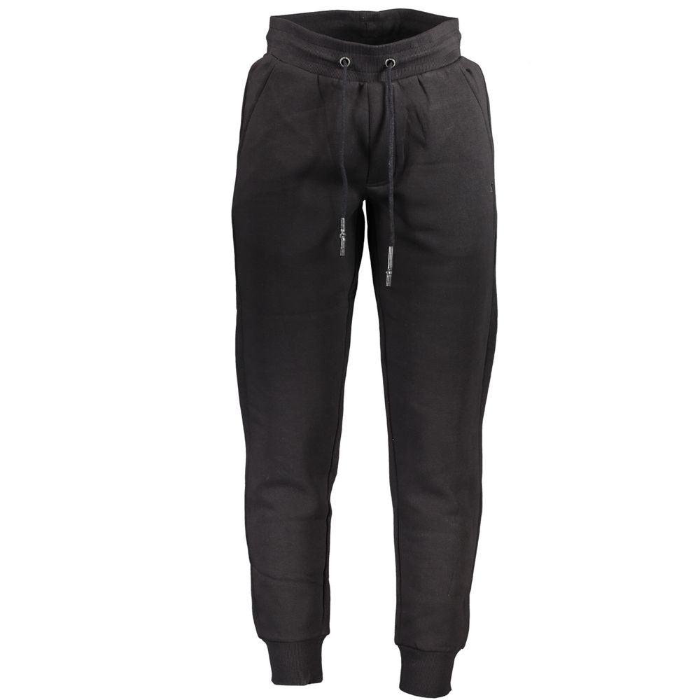 Jogger Sweatpants by U.S. Grand Polo for men in cotton polyester black features an ergonomic and with a ergonomic long, showcasing innovative adjustable-waistband for a ergonomic look.