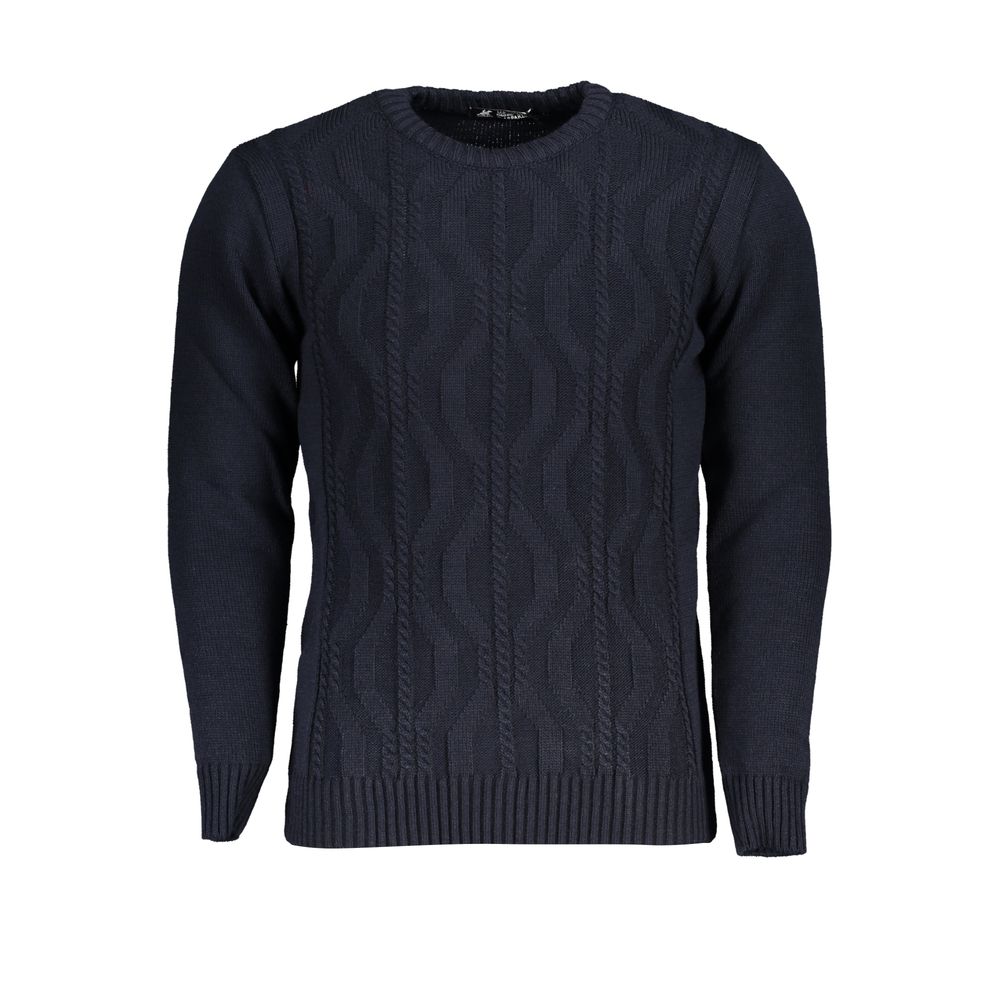 Sweatshirt by U.S. Grand Polo for men in acrylic blue & patterned presents a smart casual silhouette, featuring a smart casual crew neckline and long-sleeve for a sophisticated look.