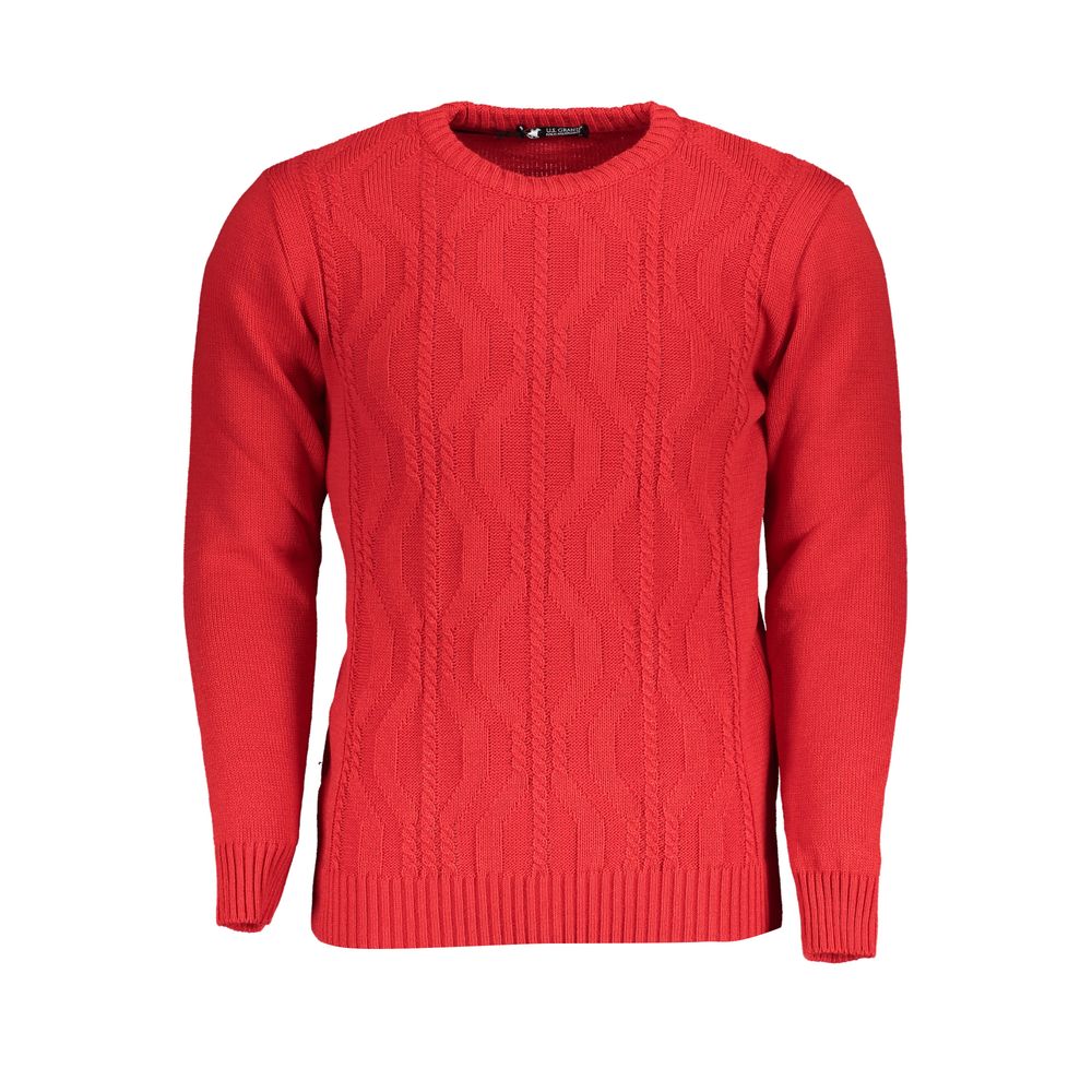 Sweatshirt by U.S. Grand Polo for men in acrylic red & signature features an magnificent silhouette, showcasing a sophisticated crew neckline and detail for a truly magnificent finish.