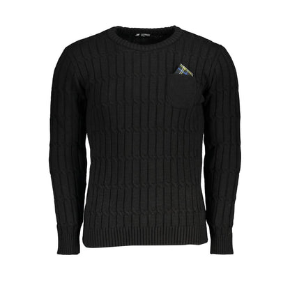 Sweatshirt by U.S. Grand Polo for men in acrylic black, patterned & signature presents a smart casual silhouette, featuring a smart casual crew neckline and for a sophisticated look.