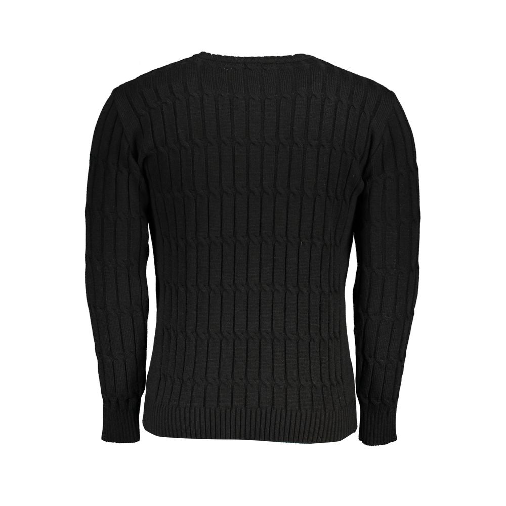 Sweatshirt by U.S. Grand Polo for men in acrylic black, patterned & signature showcases a slouchy chic silhouette, artfully detailed with a slouchy chic crew neckline and for a slouchy chic finish.