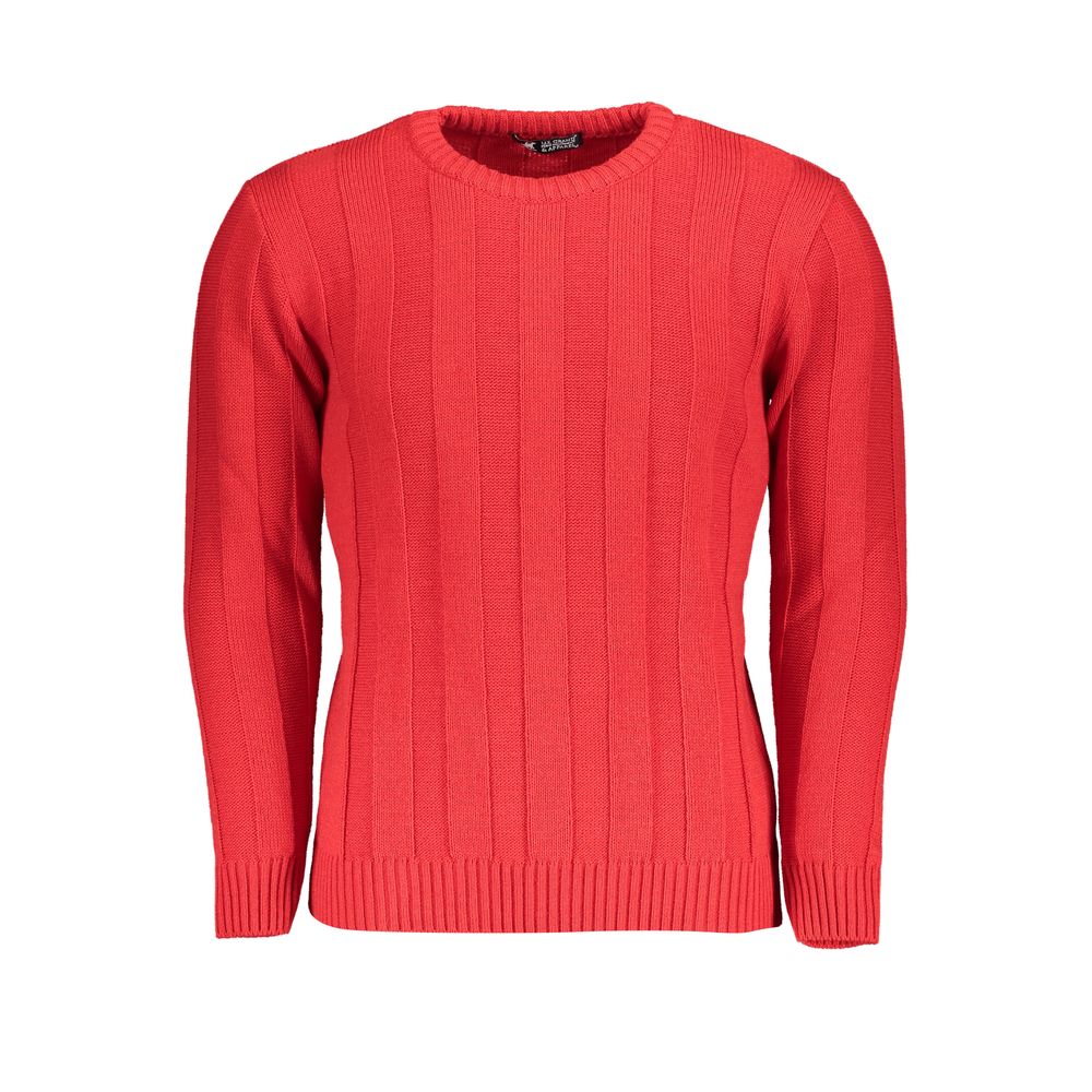 Sweatshirt by U.S. Grand Polo for men in acrylic red features an enviable silhouette, showcasing a premium and refined crew neckline for a truly enviable finish.