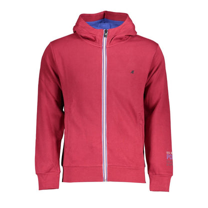 Hooded Sweatshirt Hoodie by U.S. Grand Polo for men in cotton polyester red & print features a authentic silhouette, showcasing a sophisticated hooded neckline and authentic detail for a refined finish.