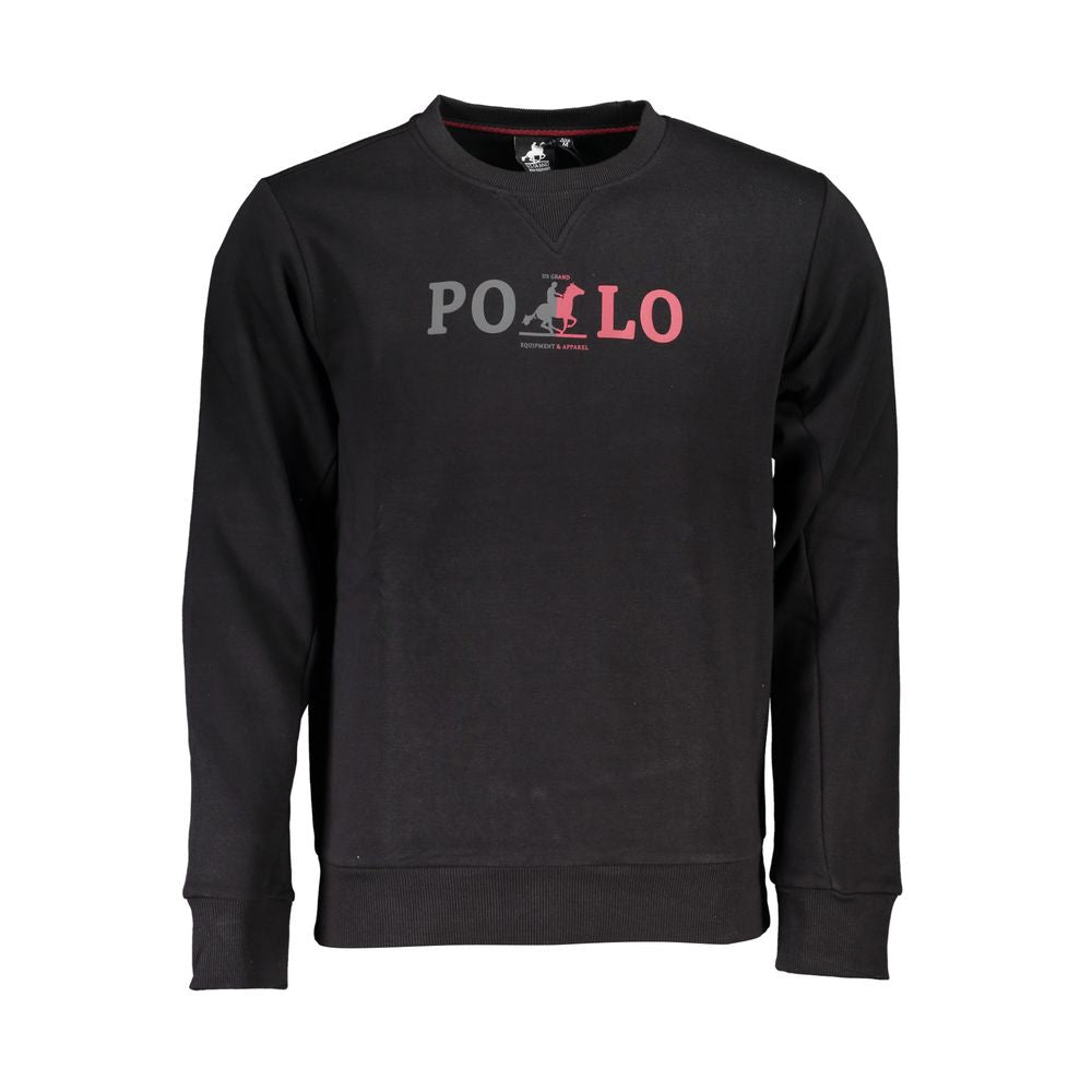 Sweatshirt by U.S. Grand Polo for men in cotton polyester black, signature & print presents a smart casual silhouette, featuring a smart casual crew neckline and for a sophisticated look.