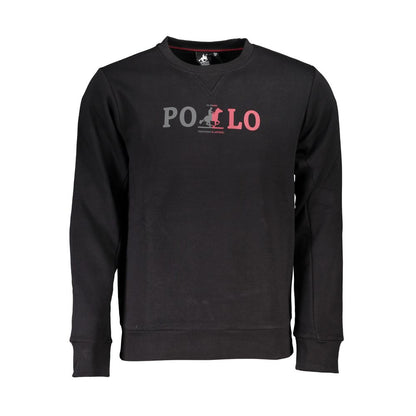Sweatshirt by U.S. Grand Polo for men in cotton polyester black, signature & print presents a smart casual silhouette, featuring a smart casual crew neckline and for a sophisticated look.