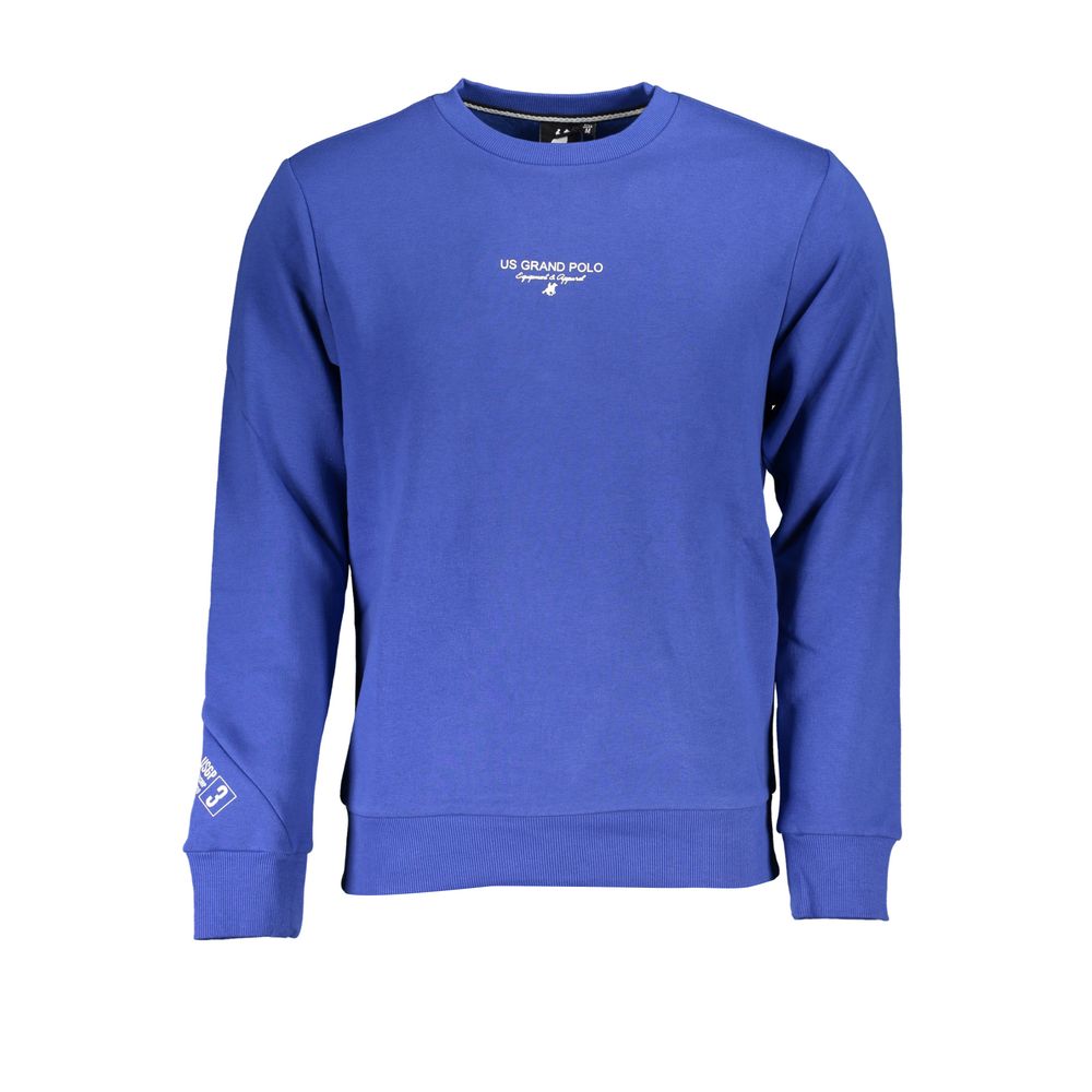 Hooded Sweatshirt Hoodie by U.S. Grand Polo for men in cotton polyester blue & print features an dramatic silhouette, showcasing a sophisticated hooded neckline and dramatic for a refined, modern aesthetic.