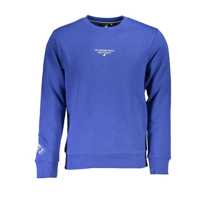 Hooded Sweatshirt Hoodie by U.S. Grand Polo for men in cotton polyester blue & print features an dramatic silhouette, showcasing a sophisticated hooded neckline and dramatic for a refined, modern aesthetic.