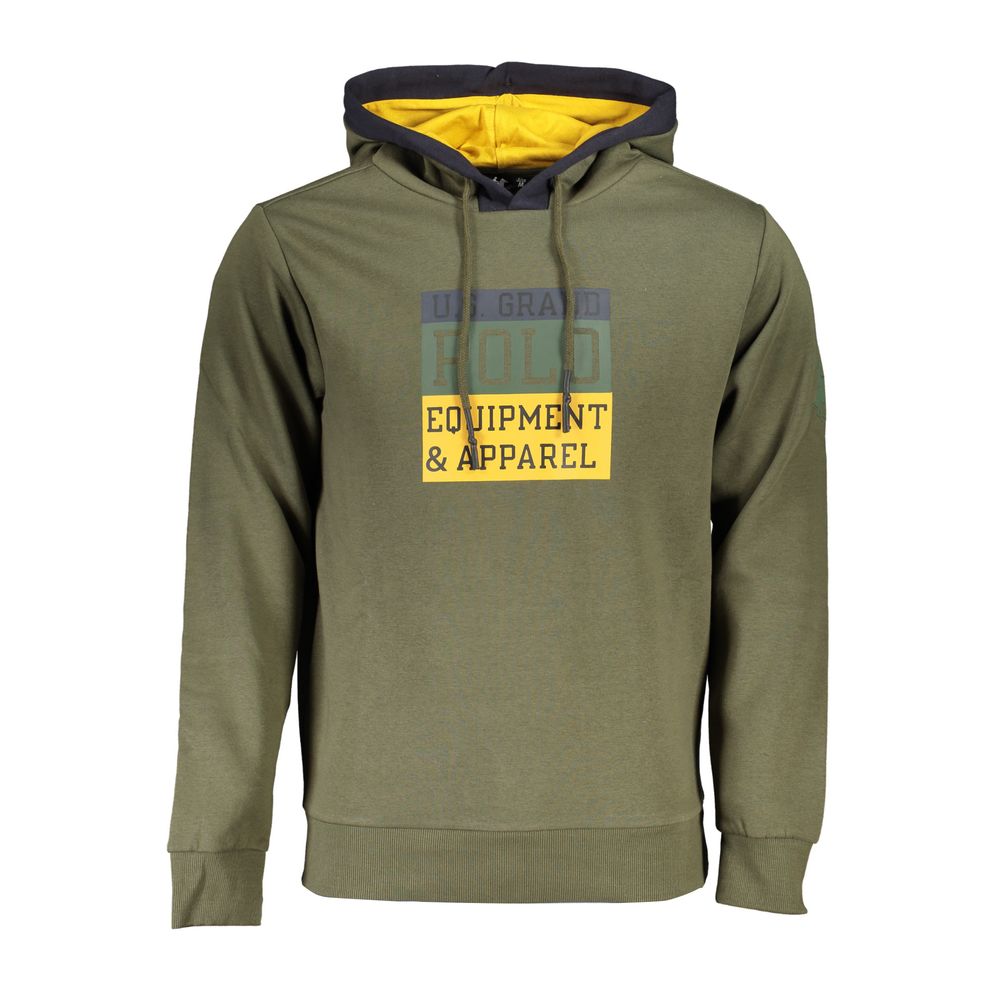 Hooded Sweatshirt Hoodie by U.S. Grand Polo for men in cotton polyester green & print features a authentic silhouette, showcasing a sophisticated hooded neckline and authentic detail for a refined finish.