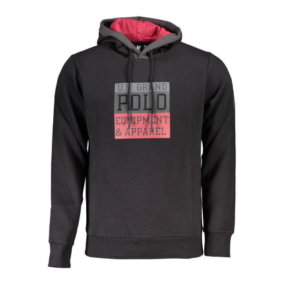 Hooded Sweatshirt Hoodie by U.S. Grand Polo for men in cotton polyester black features a edgy silhouette, detailed with a edgy hooded neckline and for a refined finish.