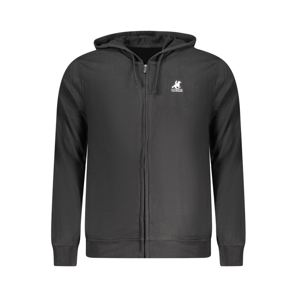 Hooded Sweatshirt Hoodie by U.S. Grand Polo for men in cotton polyester black features an dramatic silhouette, showcasing a sophisticated hooded neckline and dramatic for a refined, modern aesthetic.
