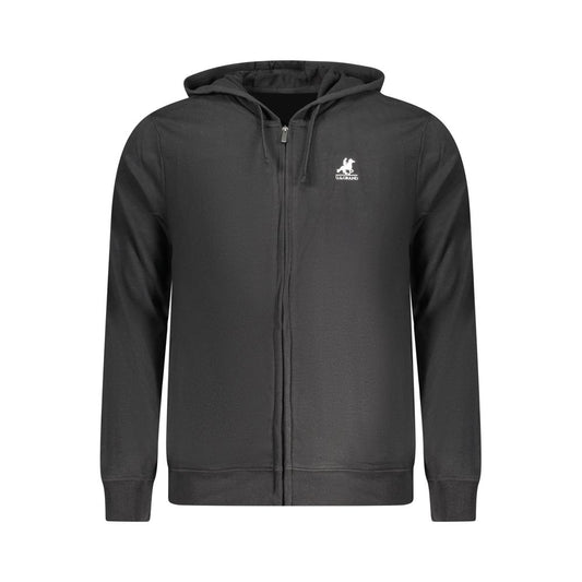 Hooded Sweatshirt Hoodie by U.S. Grand Polo for men in cotton polyester black features an dramatic silhouette, showcasing a sophisticated hooded neckline and dramatic for a refined, modern aesthetic.