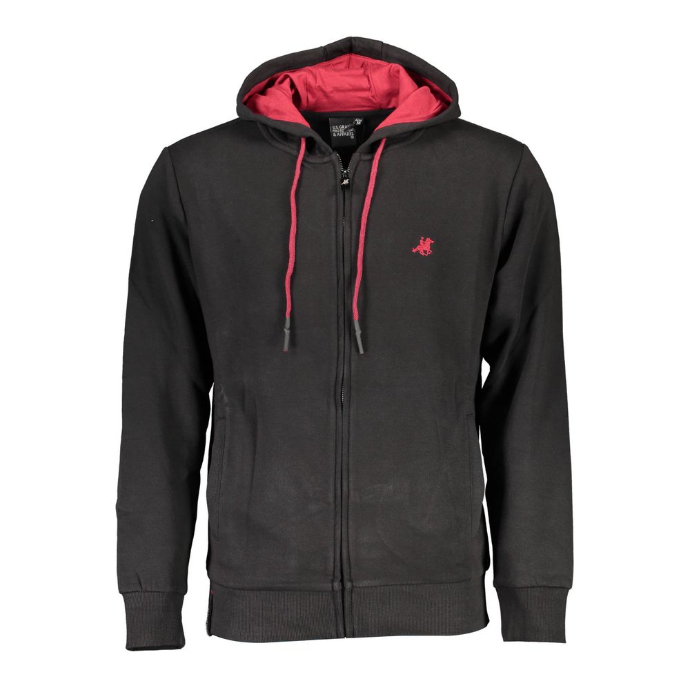 Hooded Sweatshirt Hoodie by U.S. Grand Polo for men in cotton polyester black & signature features an luminous silhouette, showcasing a sophisticated hooded neckline and for a truly luminous look.