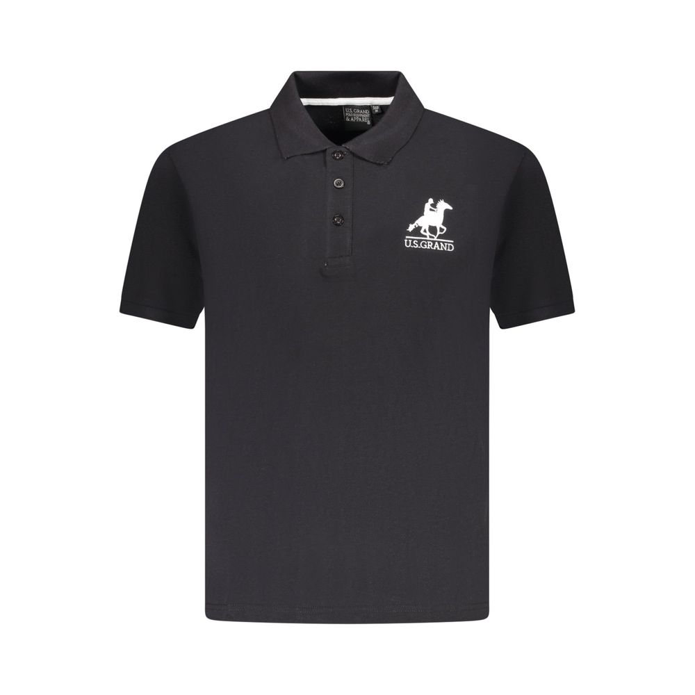 Polo Shirt by U.S. Grand Polo for men in cotton black showcases a sharp silhouette, detailed with a refined and sharp for a sophisticated finish.