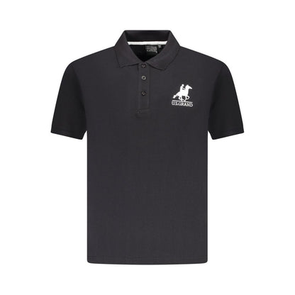 Polo Shirt by U.S. Grand Polo for men in cotton black showcases a sharp silhouette, detailed with a refined and sharp for a sophisticated finish.