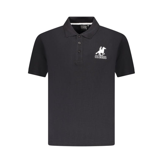 Polo Shirt by U.S. Grand Polo for men in cotton black showcases a sharp silhouette, detailed with a refined and sharp for a sophisticated finish.