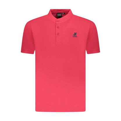 Polo Shirt by U.S. Grand Polo for men in cotton red presents a sleek silhouette, featuring a refined mandarin neckline and for a sleek finish.