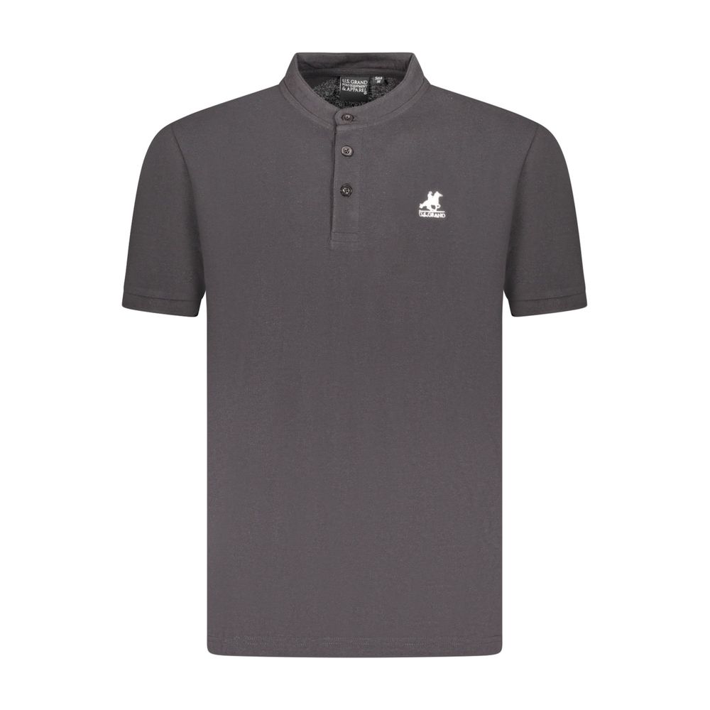 Polo Shirt by U.S. Grand Polo for men in cotton black & signature features a eye catching silhouette, showcasing a refined mandarin neckline and for a eye catching finish.