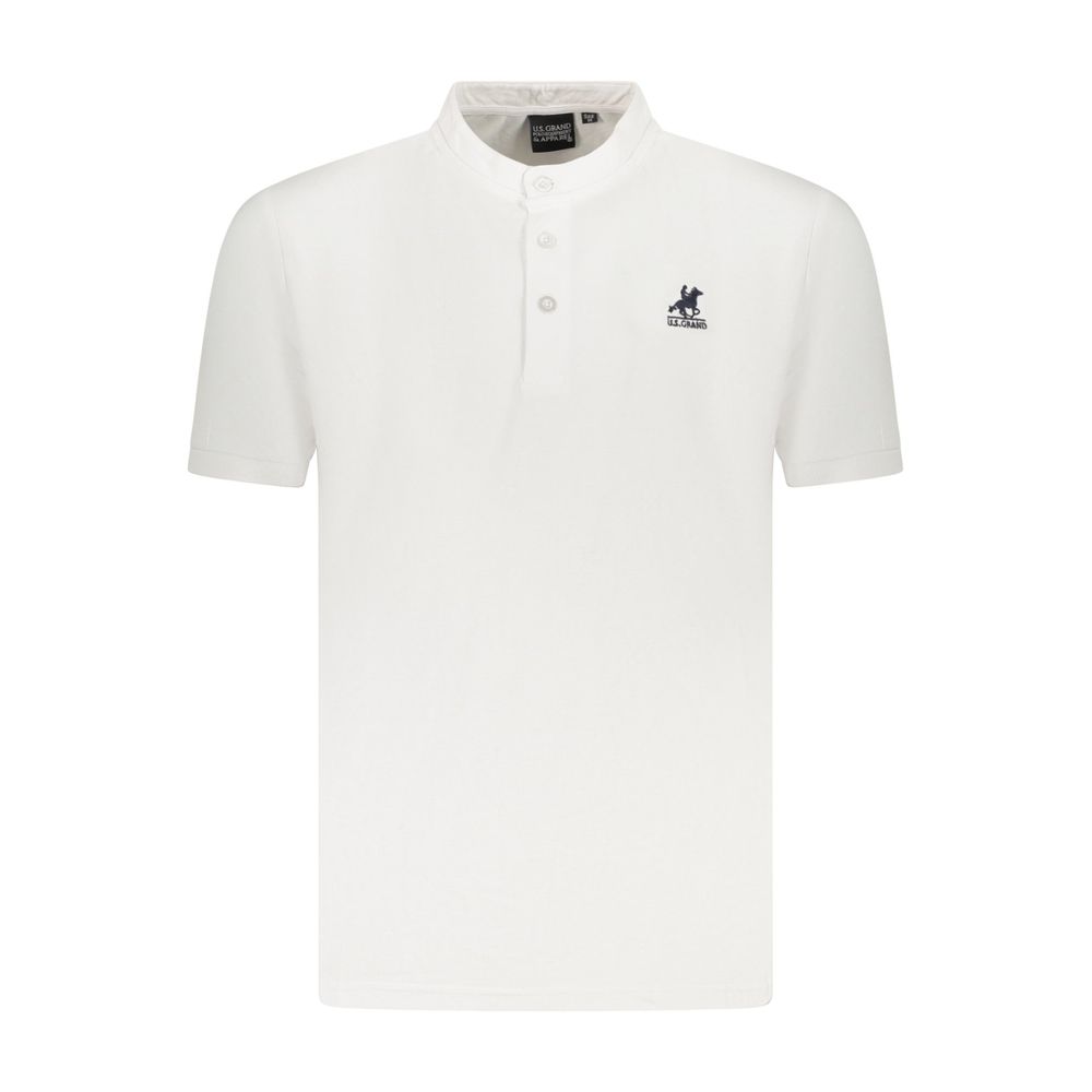 Polo Shirt by U.S. Grand Polo for men in cotton white presents a crisp silhouette, artfully detailed with a crisp and crisp mandarin neckline.
