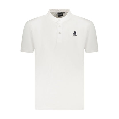 Polo Shirt by U.S. Grand Polo for men in cotton white presents a crisp silhouette, artfully detailed with a crisp and crisp mandarin neckline.