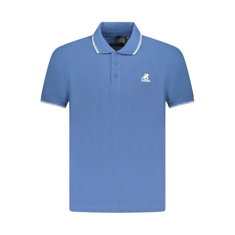 Polo Shirt by U.S. Grand Polo for men in cotton blue showcases a sharp silhouette, detailed with a refined and sharp for a sophisticated finish.