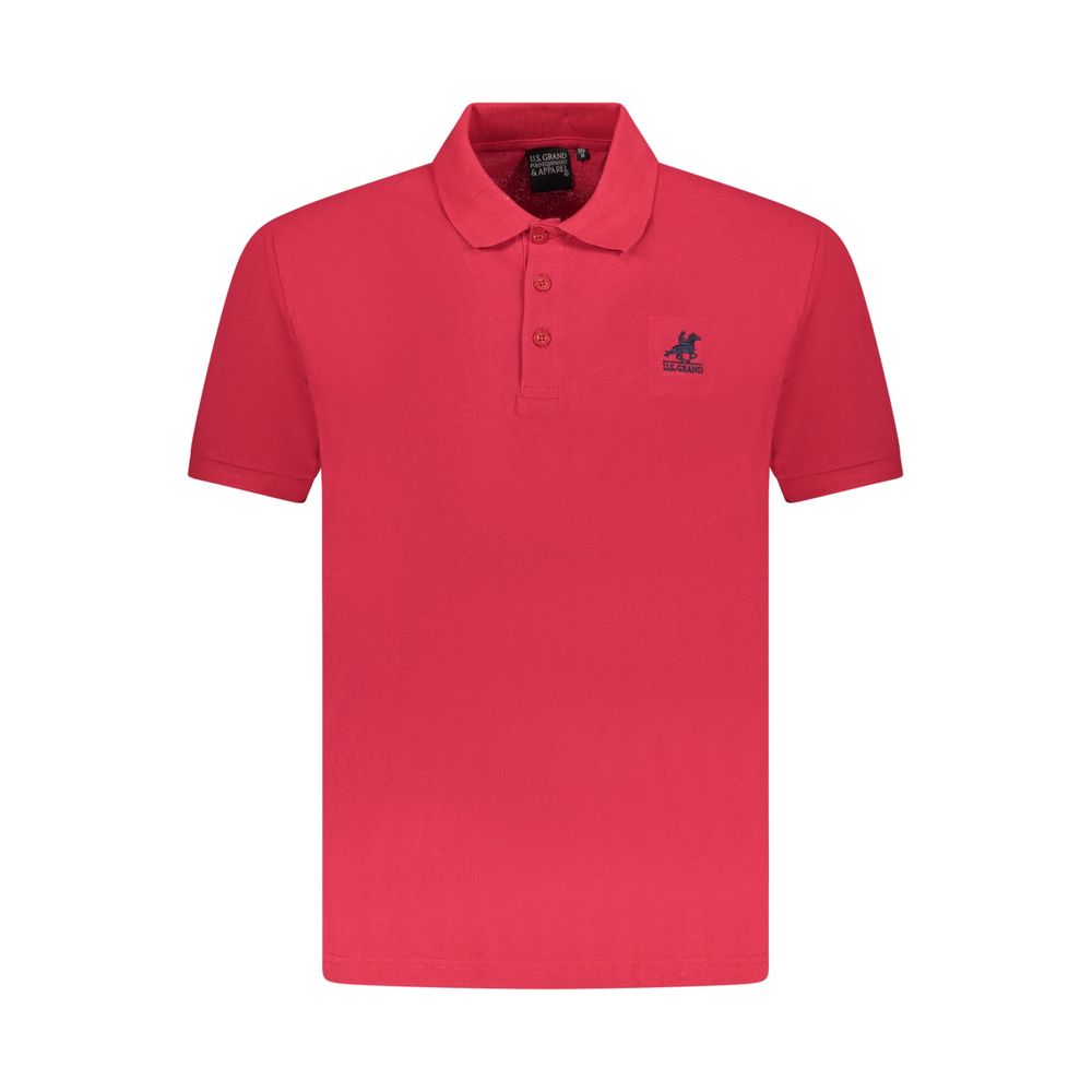 Polo Shirt by U.S. Grand Polo for men in cotton red showcases a sharp silhouette, detailed with a refined and sharp short-sleeve for a sophisticated finish.