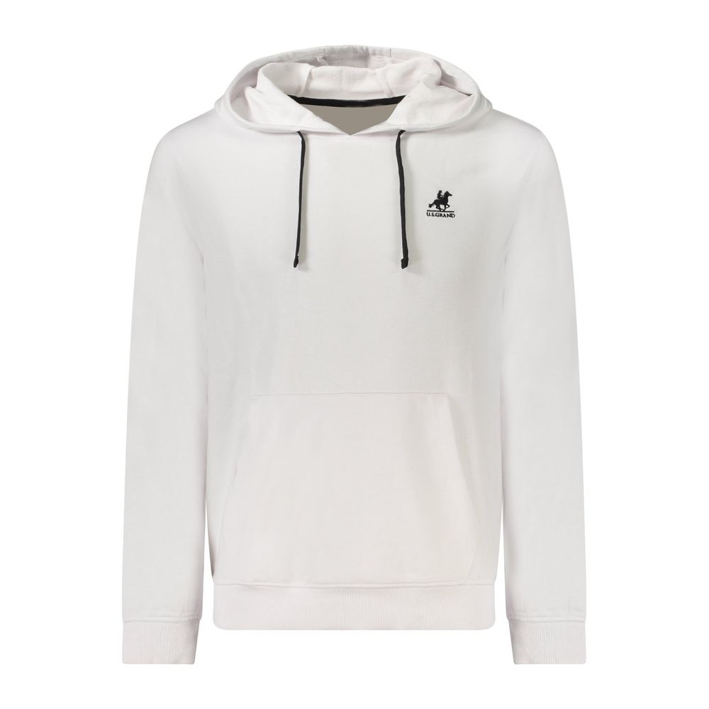 Hooded Sweatshirt Hoodie by U.S. Grand Polo for men in cotton polyester white features an avant-garde silhouette, showcasing a sophisticated hooded neckline and detail for a truly avant-garde finish.