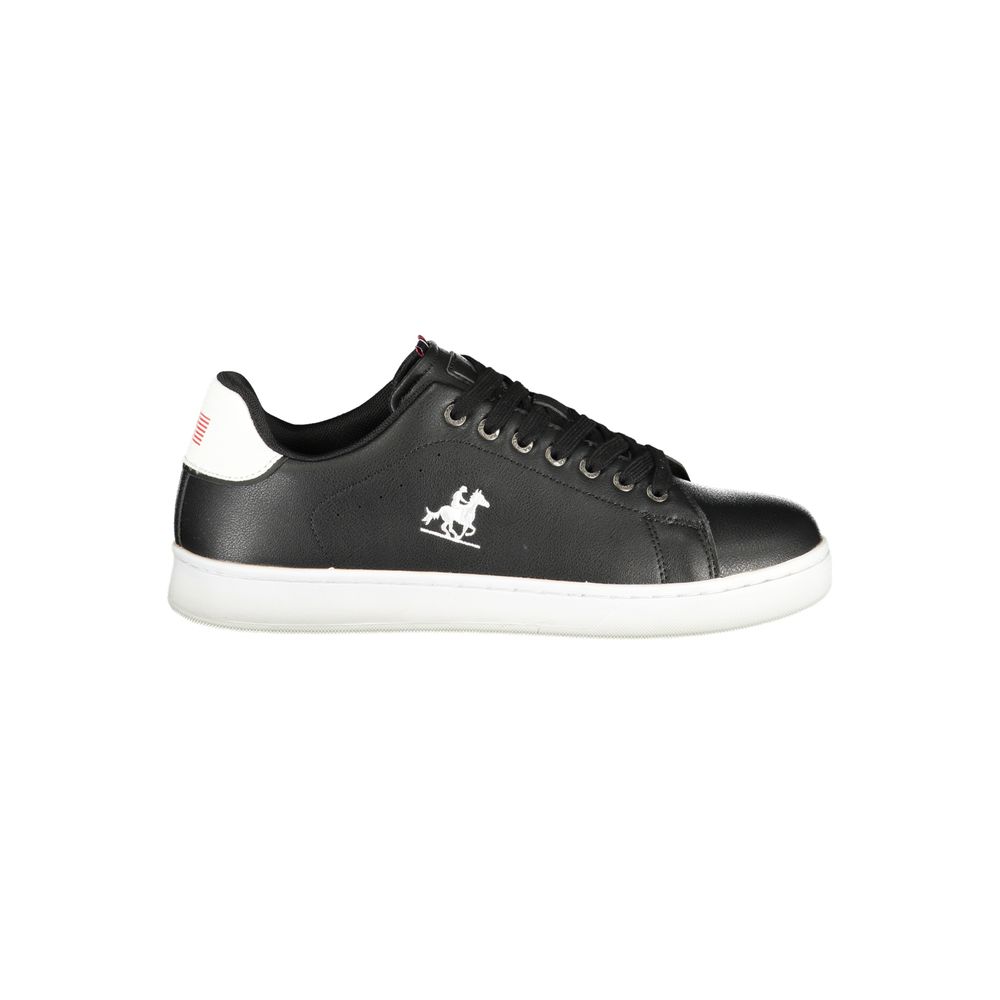 Athletic Sneakers by U.S. Grand Polo for men in polyester & polyurethane black features an stately silhouette, showcasing the signature athletic style of the Essence Men's Athletic Polyester & Polyurethane Sneakers collection with a truly stately finish.