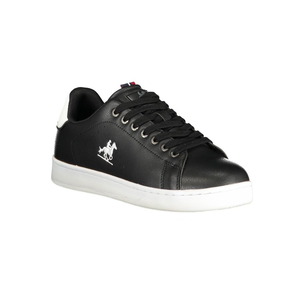 Athletic Sneakers by U.S. Grand Polo for men in polyester & polyurethane black showcases an impeccable silhouette, defined by an impeccable athletic style design that perfectly captures the essence of the Essence Men's Athletic Polyester & Polyurethane Sneakers.
