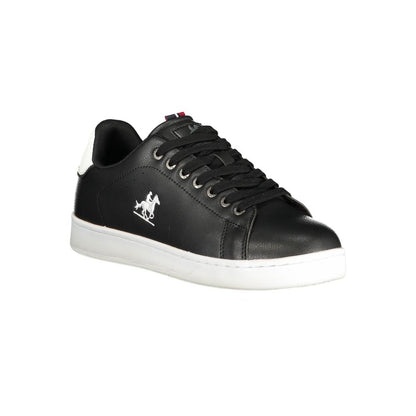 Athletic Sneakers by U.S. Grand Polo for men in polyester & polyurethane black showcases an impeccable silhouette, defined by an impeccable athletic style design that perfectly captures the essence of the Essence Men's Athletic Polyester & Polyurethane Sneakers.
