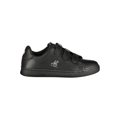 Athletic Sneakers by U.S. Grand Polo for men in polyester & polyurethane black showcases a architectural silhouette, artfully capturing the essence of the Men's Athletic Polyester & Polyurethane Sneakers with its signature architectural athletic style construction.