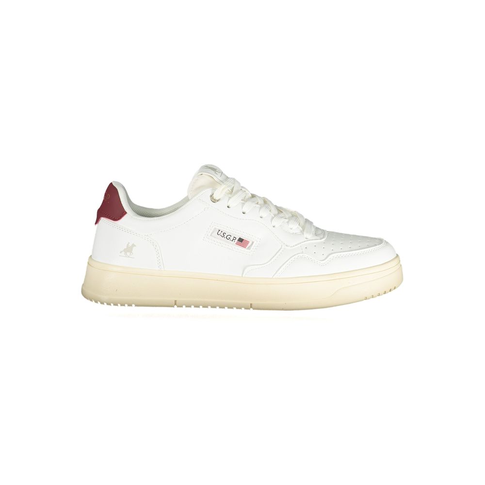 Athletic Sneakers by U.S. Grand Polo for men in polyester & polyurethane white & signature presents a sleek silhouette, perfectly capturing the athletic style essence of Men's Athletic Polyester & Polyurethane Sneakers with its sleek design and premium finish.