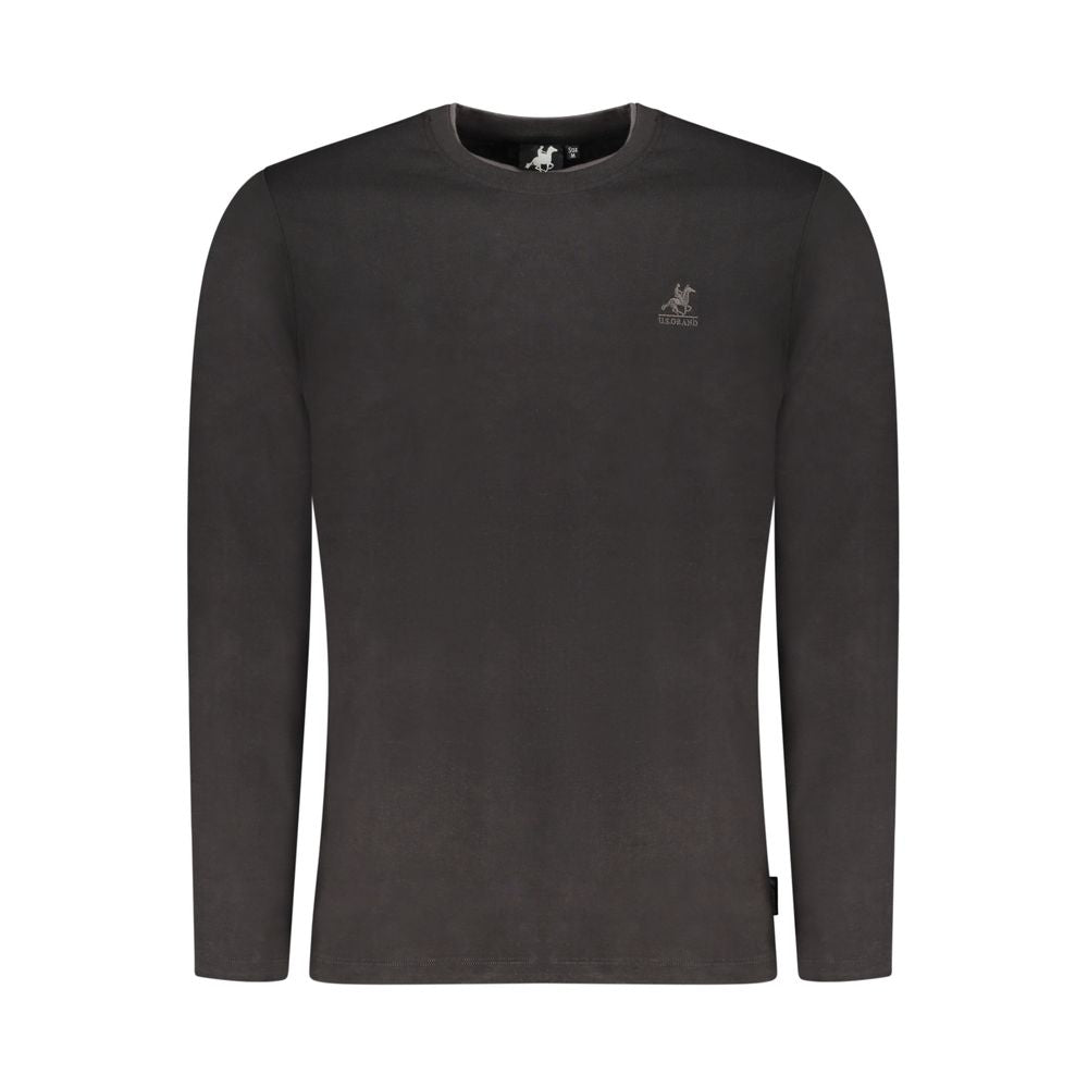 T-Shirt by U.S. Grand Polo for men in cotton black showcases a fashionable silhouette, elegantly detailed with a fashionable and crew neckline for a sophisticated, high-fashion look.