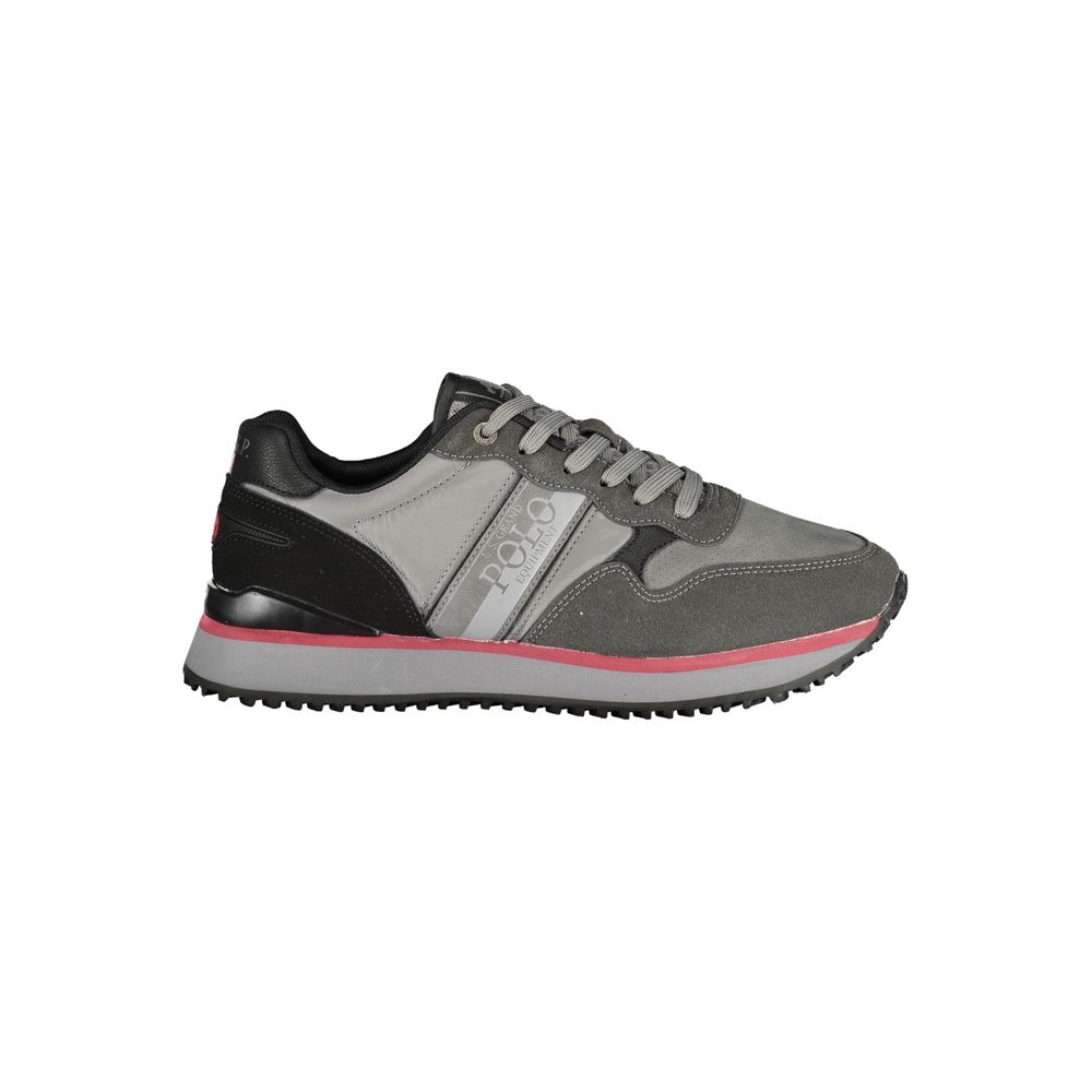 Athletic Sneakers by U.S. Grand Polo for men in polyester & polyurethane gray & print features an architectural silhouette from the Bear Men's Athletic Polyester & Polyurethane Sneakers collection, showcasing a architectural athletic style for a architectural look.