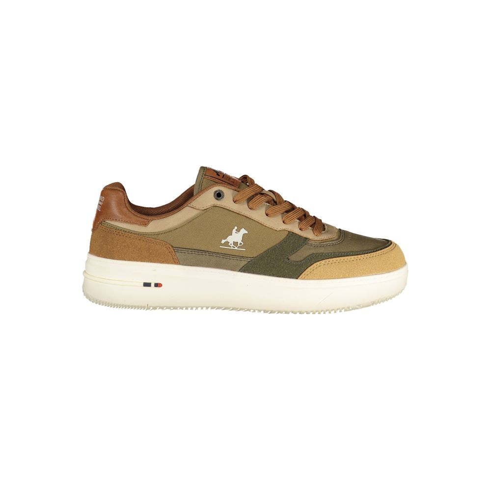 Athletic Sneakers by U.S. Grand Polo for men in polyester & polyurethane beige features an stately silhouette, showcasing the signature athletic style of the Men's Athletic Polyester & Polyurethane Sneakers collection with a truly stately finish.