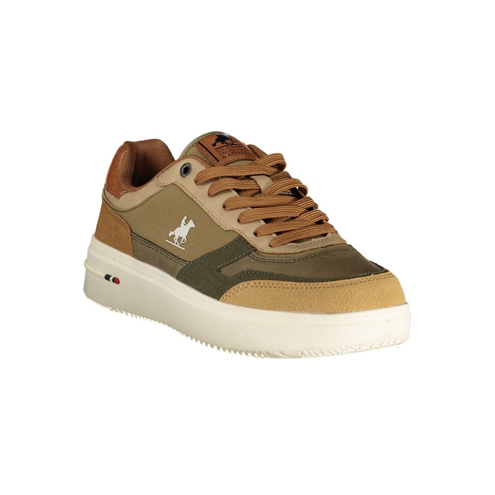 Athletic Sneakers by U.S. Grand Polo for men in polyester & polyurethane beige features an architectural silhouette from the Men's Athletic Polyester & Polyurethane Sneakers collection, showcasing a architectural athletic style for a architectural look.