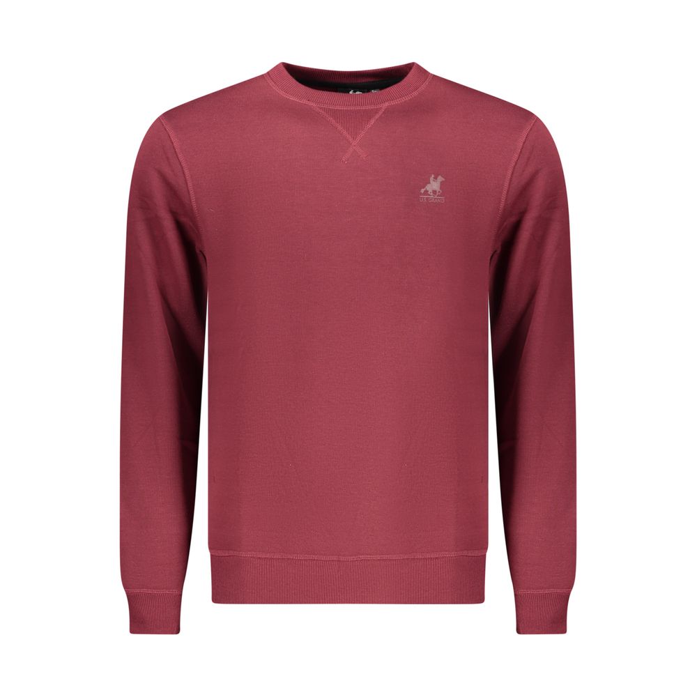 Sweatshirt by U.S. Grand Polo for men in cotton polyester red & print features an provocated silhouette, detailed with a provocated long-sleeve and a refined crew neckline for a sophisticated aesthetic.