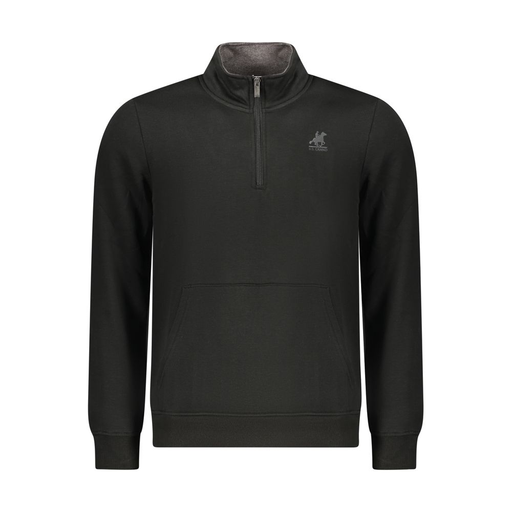 Sweatshirt by U.S. Grand Polo for men in cotton polyester black & print features an enviable silhouette, showcasing a premium long-sleeve and refined crew neckline for a truly enviable finish.