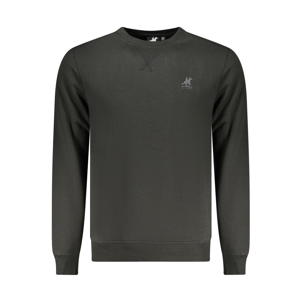 Sweatshirt by U.S. Grand Polo for men in cotton polyester black & print showcases a slouchy chic silhouette, artfully detailed with a slouchy chic crew neckline and for a slouchy chic finish.