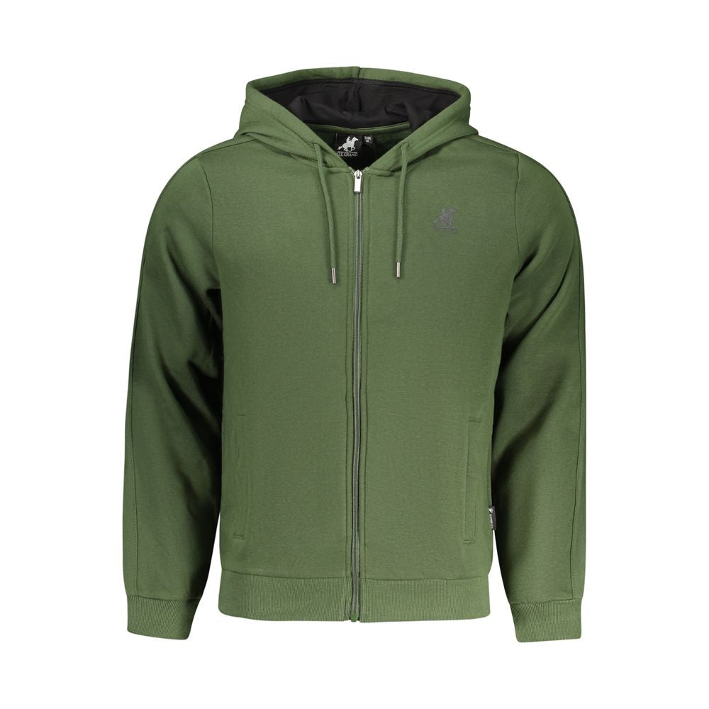 Hooded Sweatshirt Hoodie by U.S. Grand Polo for men in cotton polyester green & print features an avant-garde silhouette, showcasing a sophisticated hooded neckline and detail for a truly avant-garde finish.